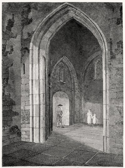 An Interior View of the Porch of the Parish Church of St. Alphage, London Wall; formerly the Chapel of the Priory of Elsynge Spital, pub. by Robert Wilkinson, 1815 by English School